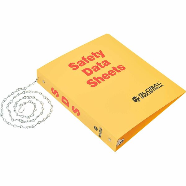 Global Industrial English 3 Ring Safety Data Sheet Binder, 2ftft Rings With Chain 708607